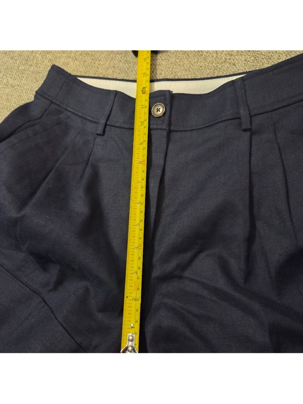 J. Crew Remi High Waist Shorts Stretch Lined Linen Blend In Navy. Size 4. EUC - Picture 12 of 12